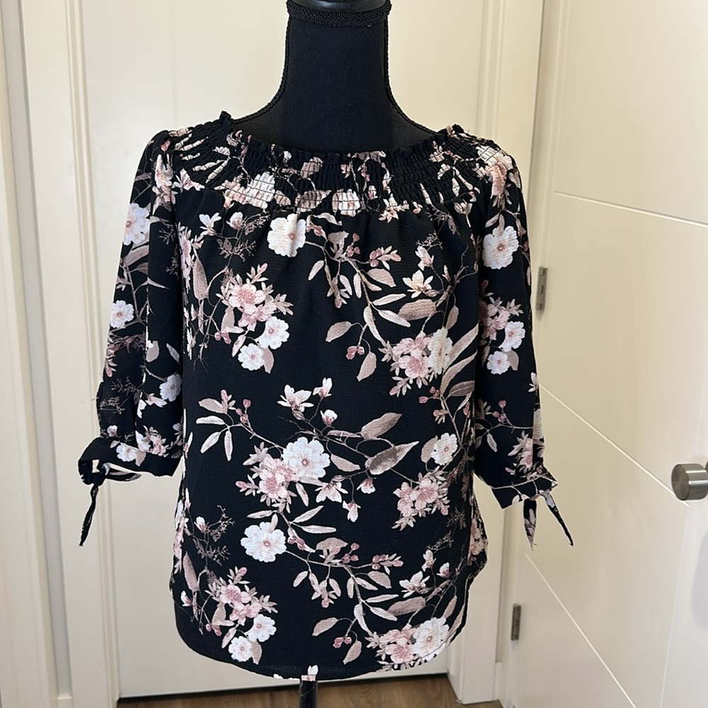 Boho Blouse Floral Romantic Feminine Cottagecore Spring Summer Blouse Top Size S
